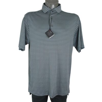 NWT Bobby Jones X-H2O Performance Striped Gray Polo Golf Shirt Mens M tour