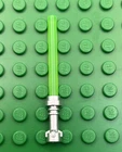 New Lego Minifigure Lightsaber Trans Bright Green W Metallic Hilt Star Wars Jedi