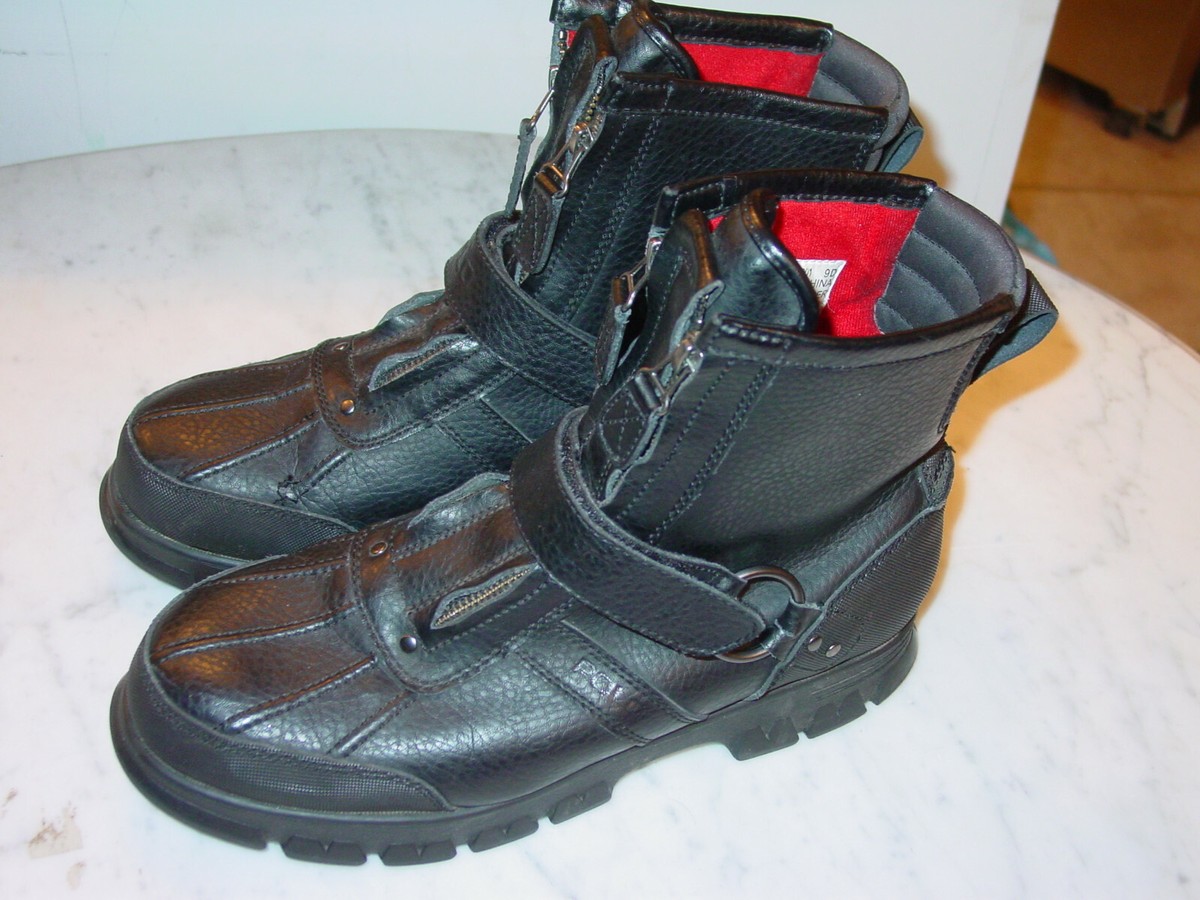 Mens Polo Ralph Lauren Black Zip Up Boots! Size 9 | eBay