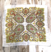 Vintage Silk Scarf 50s Mod Rockabilly Paisley Boho Square 31 X 31