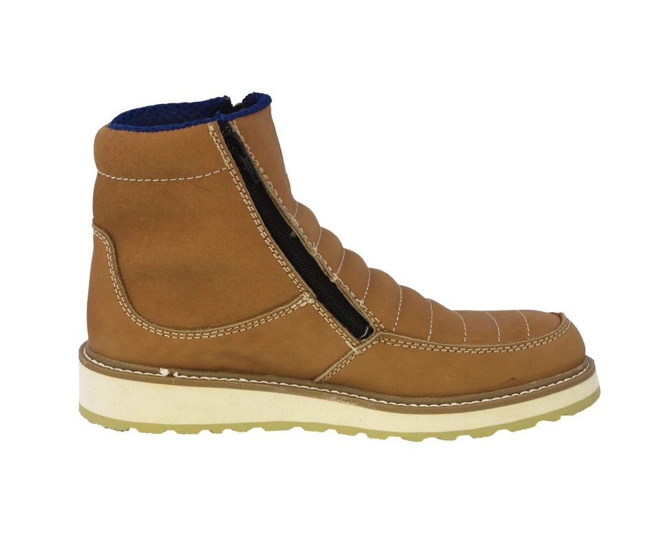 Botas de Trabajo Para Hombres Marrón Miel Cuero Antideslizantes Amortiguadores Bota Hombre Trabajo Foto 2 de 4