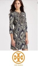TORY BURCH LEILA CAFTAN TUNIC DRESS NAVY BLUE SIZE 4