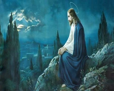 Catholic print picture-  JESUS IN GARDEN  -   8" x 10" ready to be framed