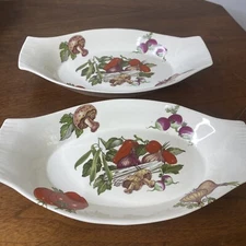 Antique Flint Relish Dish Set 2 Veggie Tray Made in Norway Ceramic 9 1/4" long