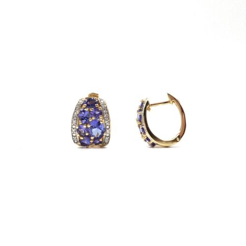 Or jaune 18 carats créoles pliantes Iolith 750 or bijoux femmes diamant boucle d'oreille créoles - Photo 1 sur 16
