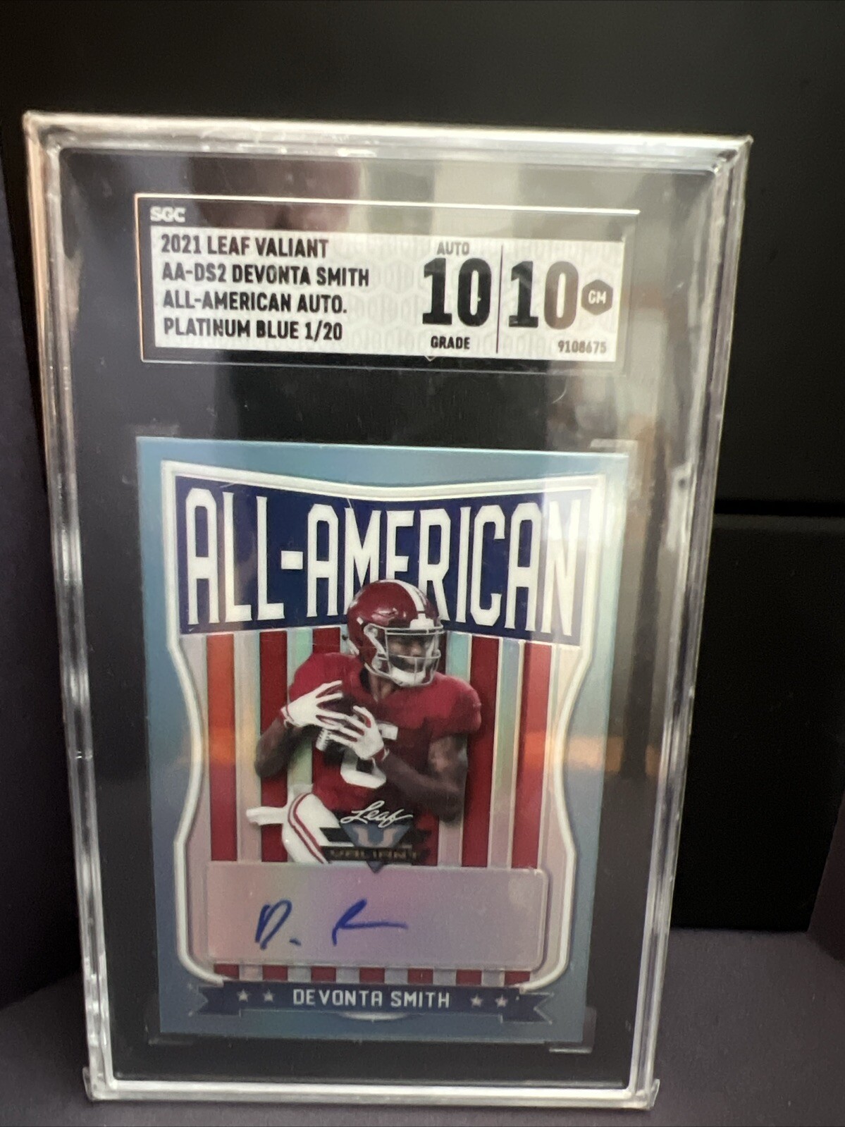 2021 Leaf Valiant All-American #AA-DS2 Devonta Smith /20 AUTO Platinum Blue 