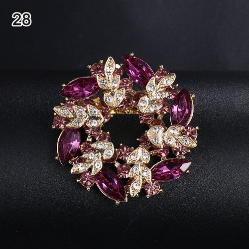 Vintage Stil Elegant Oval Blume Strass Kristall Brosche Pin Bunter Ton - Bild 34 von 43