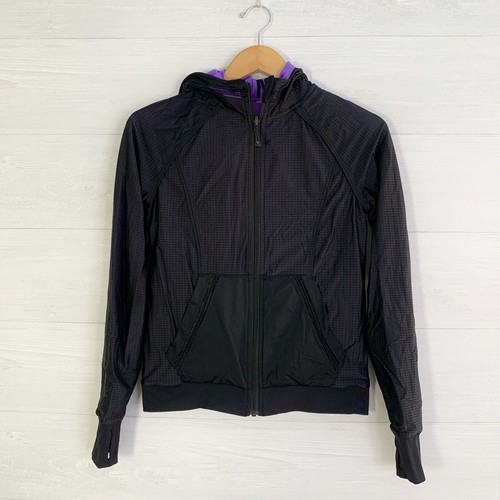 ivivva - Purple & black mesh reversible full zip hooded jacket, 14 - Picture 6 of 11