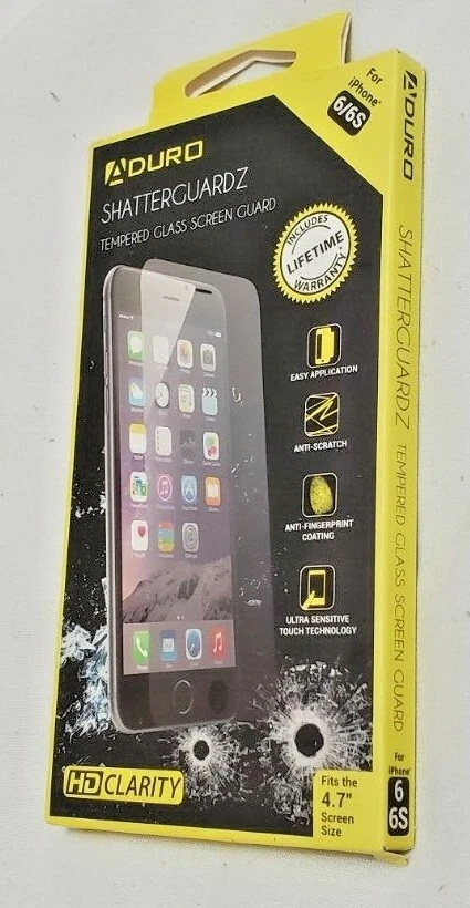 Protector de pantalla Aduro Shattercuardz vidrio templado HD claridad para iPhone 6/6S Foto 3 de 4