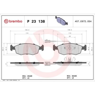 Bremsbelagsatz BREMBO P 23 138