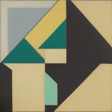 Medium Abstract Painting 2x2 ft. Post-Modernism Geometric Demrin OOAK NEW