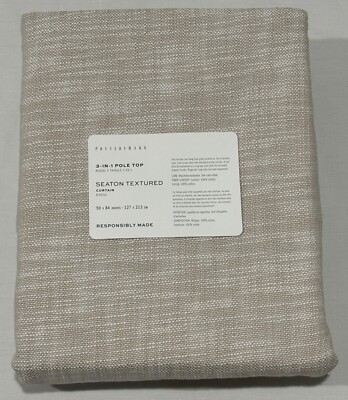 Pottery Barn Oatmeal Seaton Textured Cotton Drape Curtain 84''