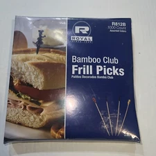 Royal Paper 4'' Bamboo Frilled Club Food Pick with Assorted Colors (1000 pack)