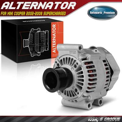 Alternator for Mini Cooper 2002-2008 105A CW 12V 6-Groove Pulley Supercharged