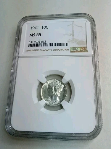 1941-P Mercury Winged Liberty Dime NGC Graded MS65  
