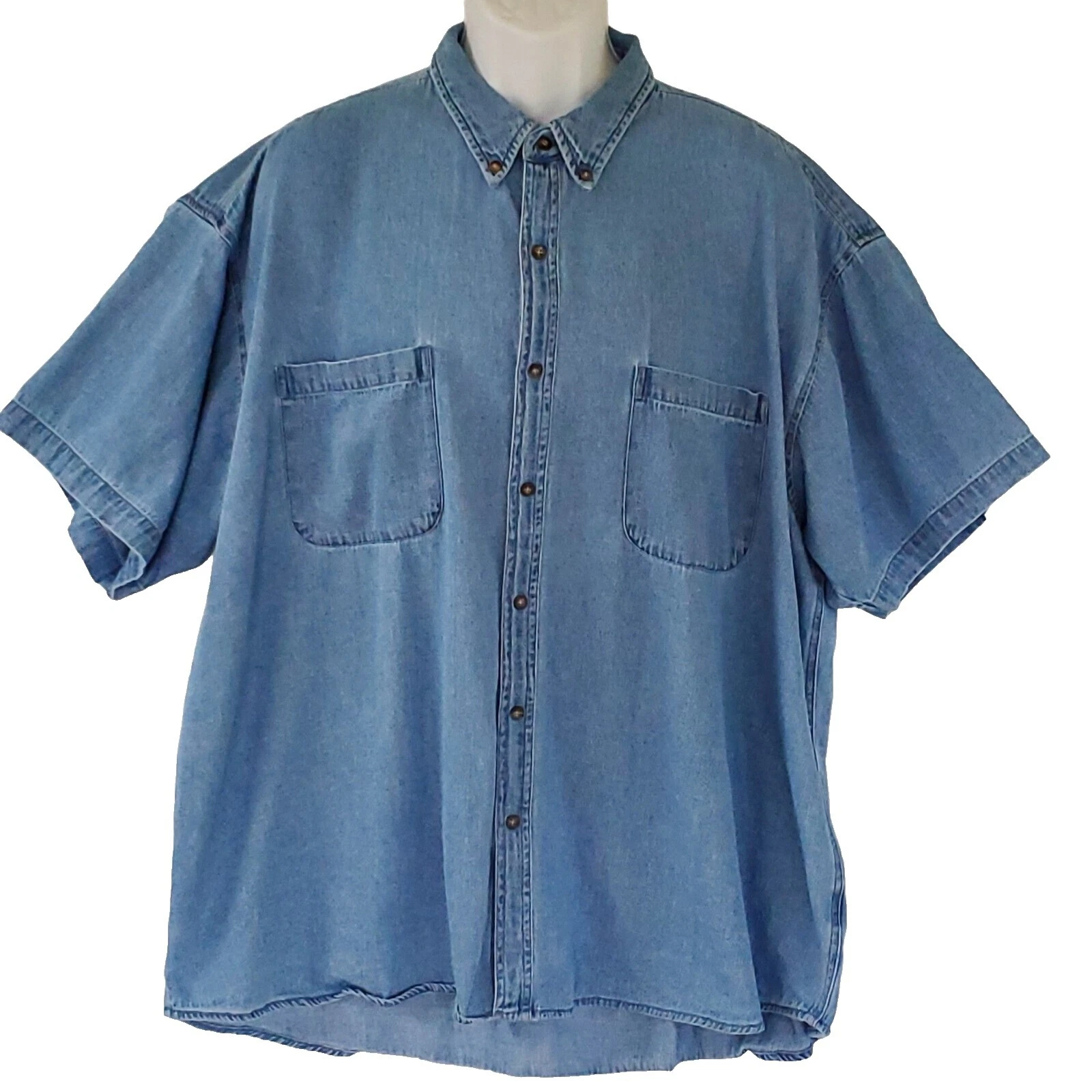 Faded Glory Solid Big & Tall Casual Button-Down Shirts for Men