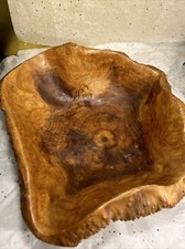 Hand Carved Wooden Bowl Natural Wood Edge Storage Decor