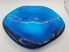 Blenko Blue Glass Amoeba Freeform Dish Ashtray Mid Century Modern 5" x 7.5"