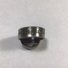 Hong Kong 1 coin ring Size 9.5, handmade, Copper/Nickel