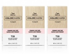  3 Pack Wella ColorCharm Permanent Hair Toner Liquid  T28 Natural Blonde 