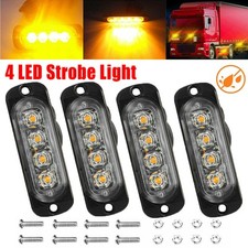 4x 4 LED Amber Recovery Strobe Flashing Grille Light Lightbar Truck Beacon Lamp