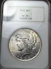 1923 $1 NGC AU-58 3.0 Gold Embossed Fatty Peace Silver Dollar