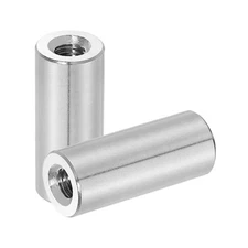 2Pcs 304 Stainless Steel M6x1.0mm Round Coupling Nuts, 0.47x1.18"(ODxH)