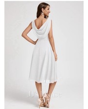 JJ's House White Cowl Chiffon Midi Dress Size 12