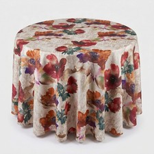 Mauve Floral Digital Print Wedding Tablecloth Aster Polyester Dining Cover