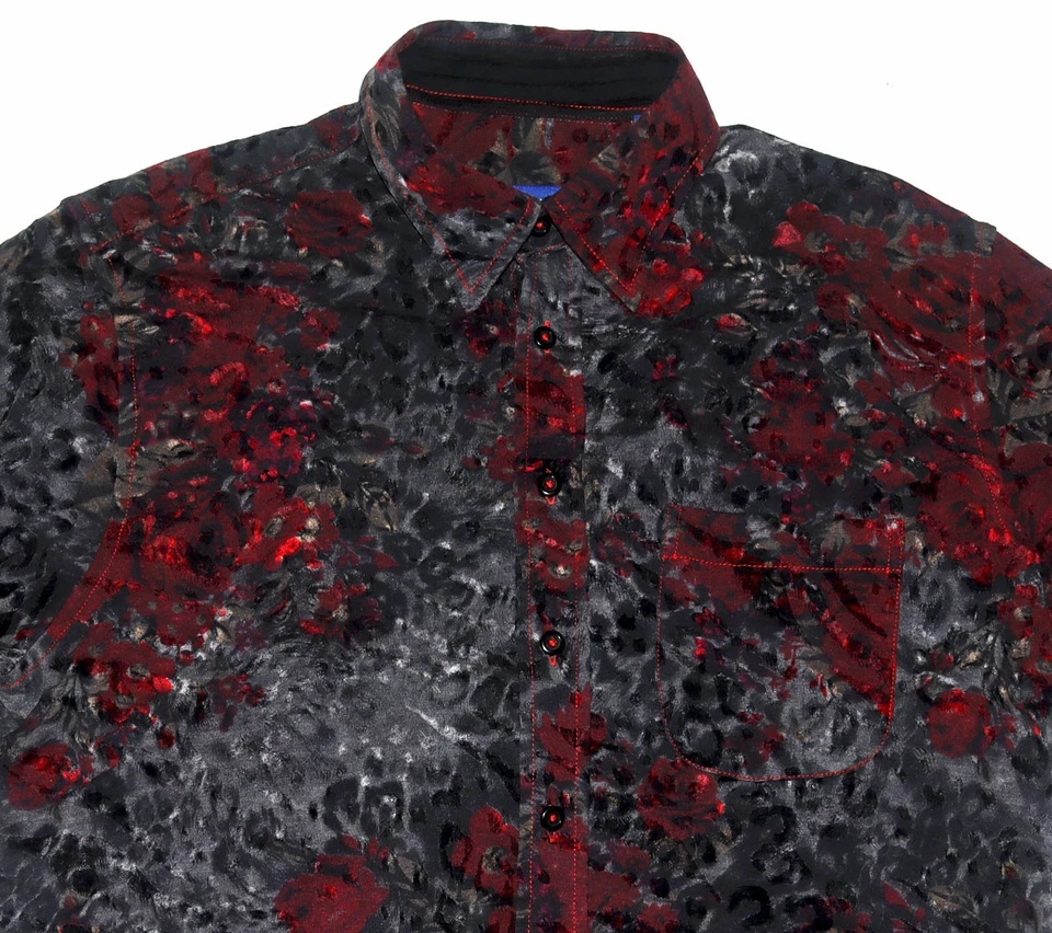 Georg Roth Long Sleeve Button Front Velvet Abstract Dress Shirt Size Medium - Image 4 of 4