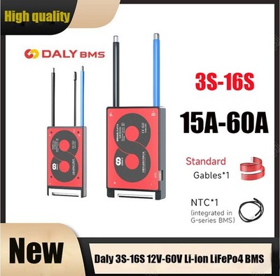 Daly BMS 3S-16S LiFePO4 Li-ion Common Port with Balance - 12V to 60V Lot HAU