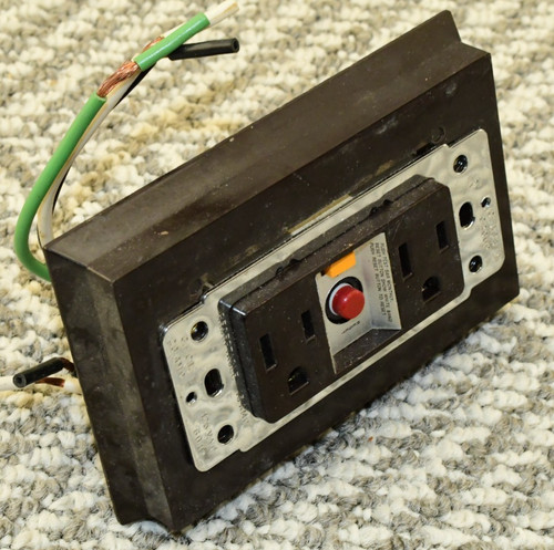 Vintage LEVITON GFCI Outlet Receptacle Model 2042, Brown w/ Enclosure