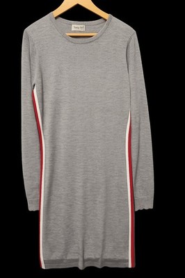 Sugarhill Brighton Wool Blend Grey Dress Stripe Detail UK 14 EU 42 US 10 Ex Cond
