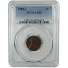 1919 S Lincoln Wheat Cent AU 58 PCGS Penny 1c Coin Collectible