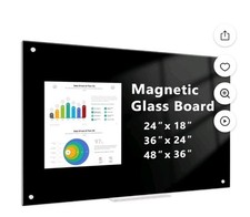 Black Glass Dry Erase Board 24x18 Magnetic Glass Board Frameless Black Glass...