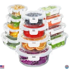 BAYZZ 24-Piece Airtight Glass Food Storage Set – BPA-Free, Microwave & Freezer