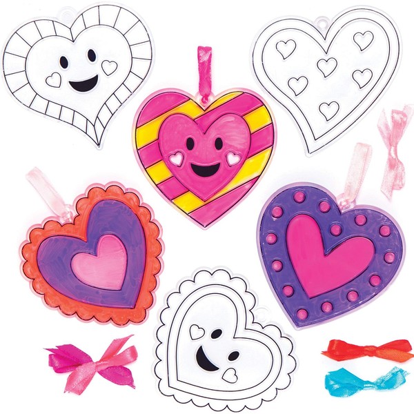 Baker Ross Fensterdeko Herz Valentinstag Bastelset Kinder 10 StüCk-image