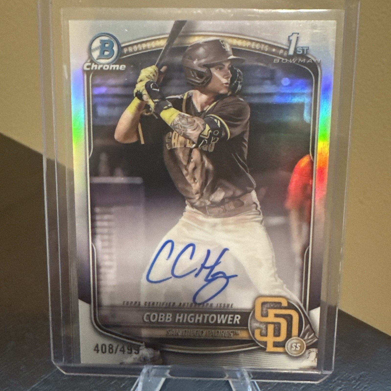 Cobb Hightower 2025 Bowman Chrome Baseball 1st Bowman Refractor Auto/499 Padres