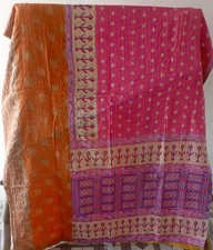 Indian Handmade Quilt Vintage Kantha Bedspread Throw Cotton Blanket Gudari Twin