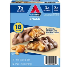 Atkins Anytime Snacks Snack Bar Caramel Chocolate Nut Roll 18 ct