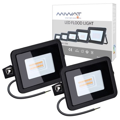 110V 2 Pack 10W LED Flood Light, Warm White 3000K, IP68Waterproof Super Brigh...