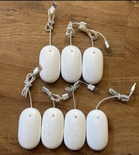 (LOT OF 7) OEM Apple A1152 Wired Mighty Mouse USB Optical White AB125