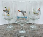 Set of 3 Vintage Ned Smith Stemmed Glasses  Mallard, Canvasback & Redhead Ducks — photo 1