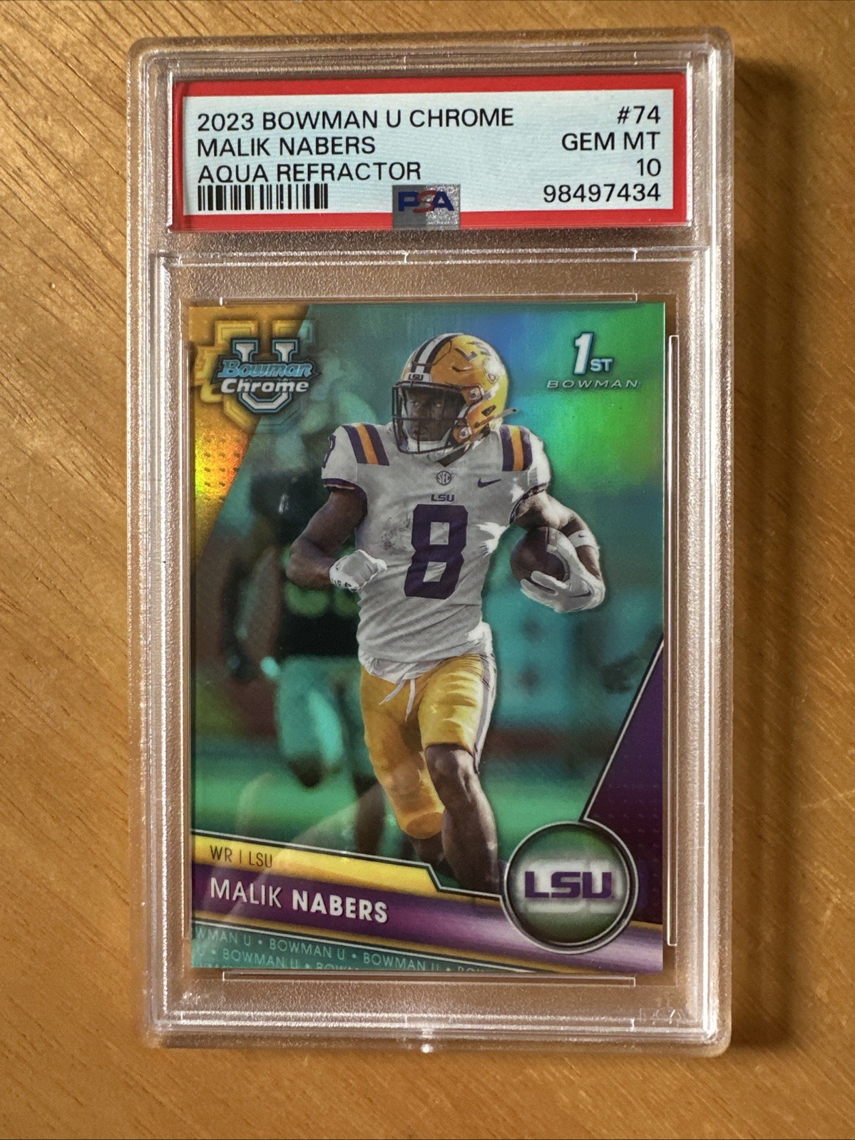 2023 Bowman University Chrome - Malik Nabers #74 Aqua Refractor /299 (RC)