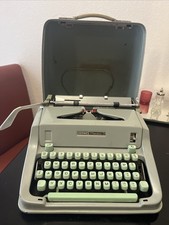 Vintage RARE 1961 SEA FOAM GREEN Hermes 3000 Typewriter w/Case Brush & Key Works thumbnail