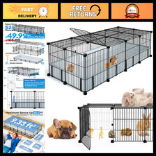 Guinea Pig Cage for 2 Pets, 20-Panel Playpen with Waterproof Mat, Indoor Metal R