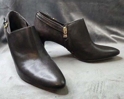 Lauren Ralph Lauren Women s Pabla Leather Pointed Ankle Boots Dark Brown 9.5B