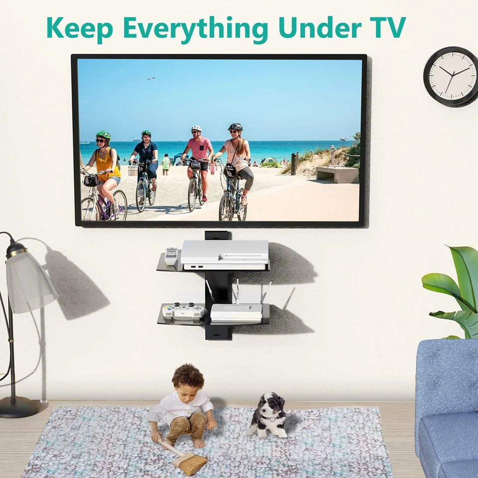 Estantes flotantes para centro de entretenimiento, tiene capacidad para 17,6 libras, templado reforzado Foto 4 de 4