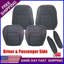 For 2005-2009 Land Rover LR3 Discovery 3 Front Perforated Leather Seat Cover Blk