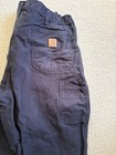 2 Pair Carhartt Blue Canvas Work Pants (38x34) Loose Fit #B11 Carpenter Style — photo 4